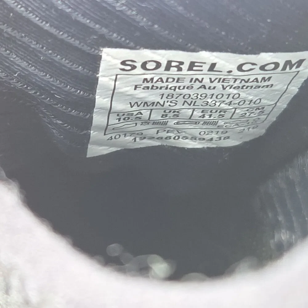 Sorel Kinetic NL3374-010 Women's Black Sneak Slip On Sneaker Shoes Size 10.5 EUC